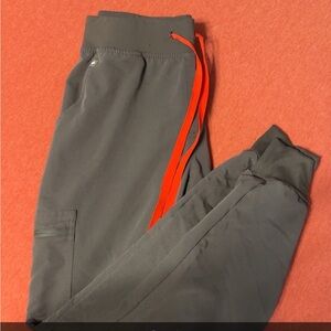 Men's Gray Jogger Pants with Red Accents